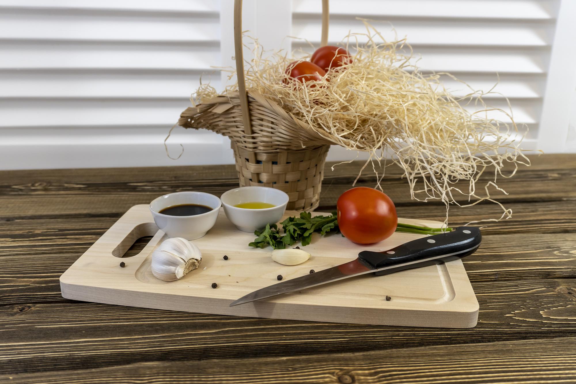 cozy kitchen workspace with ingredients on counter