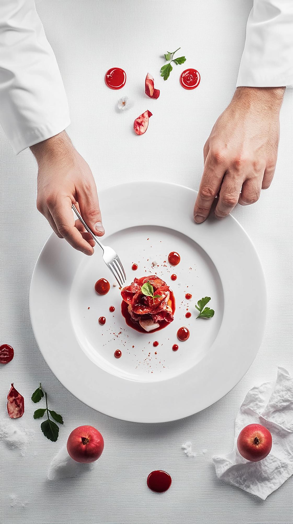 Instructor hands plating a simple weekday dish